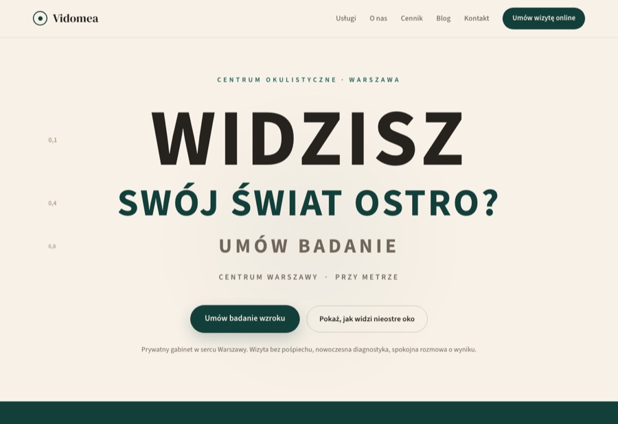 Strona internetowa okulista-warszawa.pl, Okulistyka · Warszawa